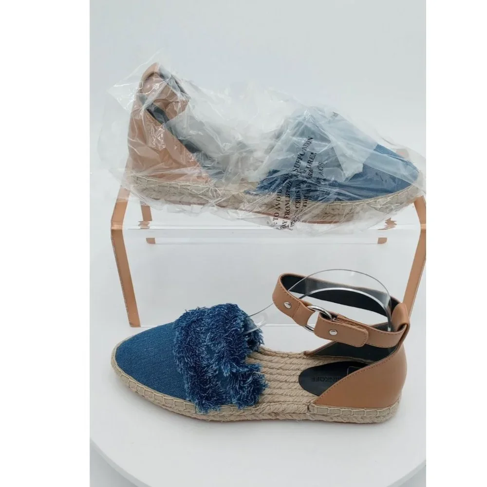 Rebecca Minkoff Womens Espadrilles Size 7M Denim Fringe Flats